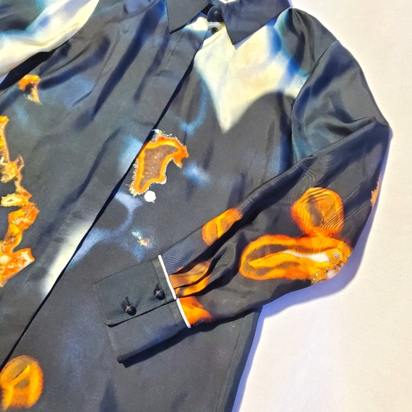 NWT $1950 Chloe Geode Print Twill Patterned Classic Silk Button Blouse Sz 40 (8) - Picture 7 of 16